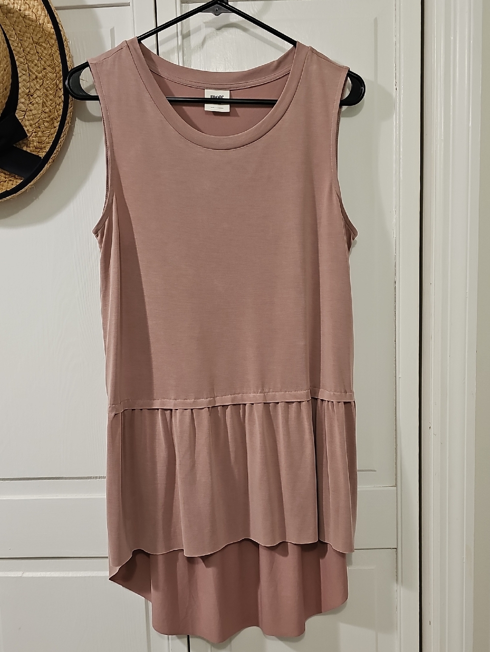 Mote Women's Sleeveless Peplum Tank Top - Dusty Rose
